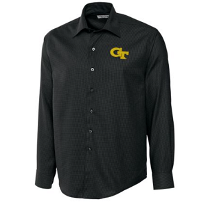 Georgia Tech Yellow Jackets Men's LS Epic Easy Care Dobby Shirt - Black